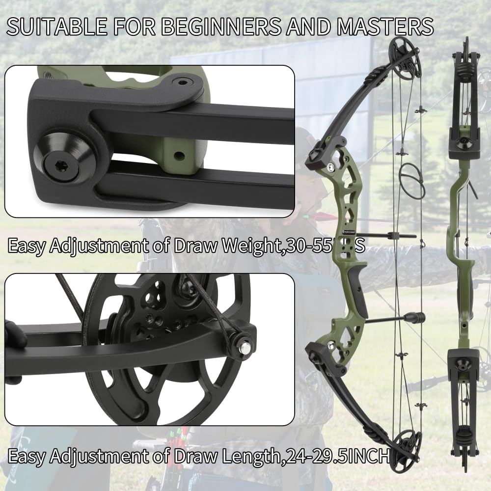 Kit arco compound 30-55 libbre per destrimani - Tutti gli accessori per adulti e principianti | Caccia, pesca e tiro al bersaglio
