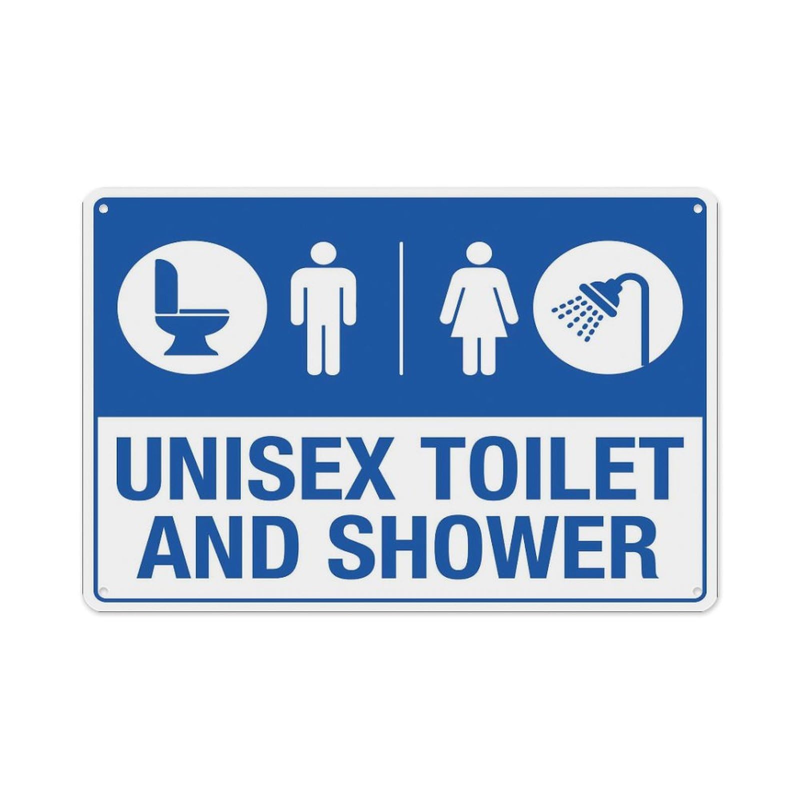 peiyeety Unisex Toilet and Shower Sign Aluminum Tin Warning Signs for Home Outdoor Garden 8X12 Inches