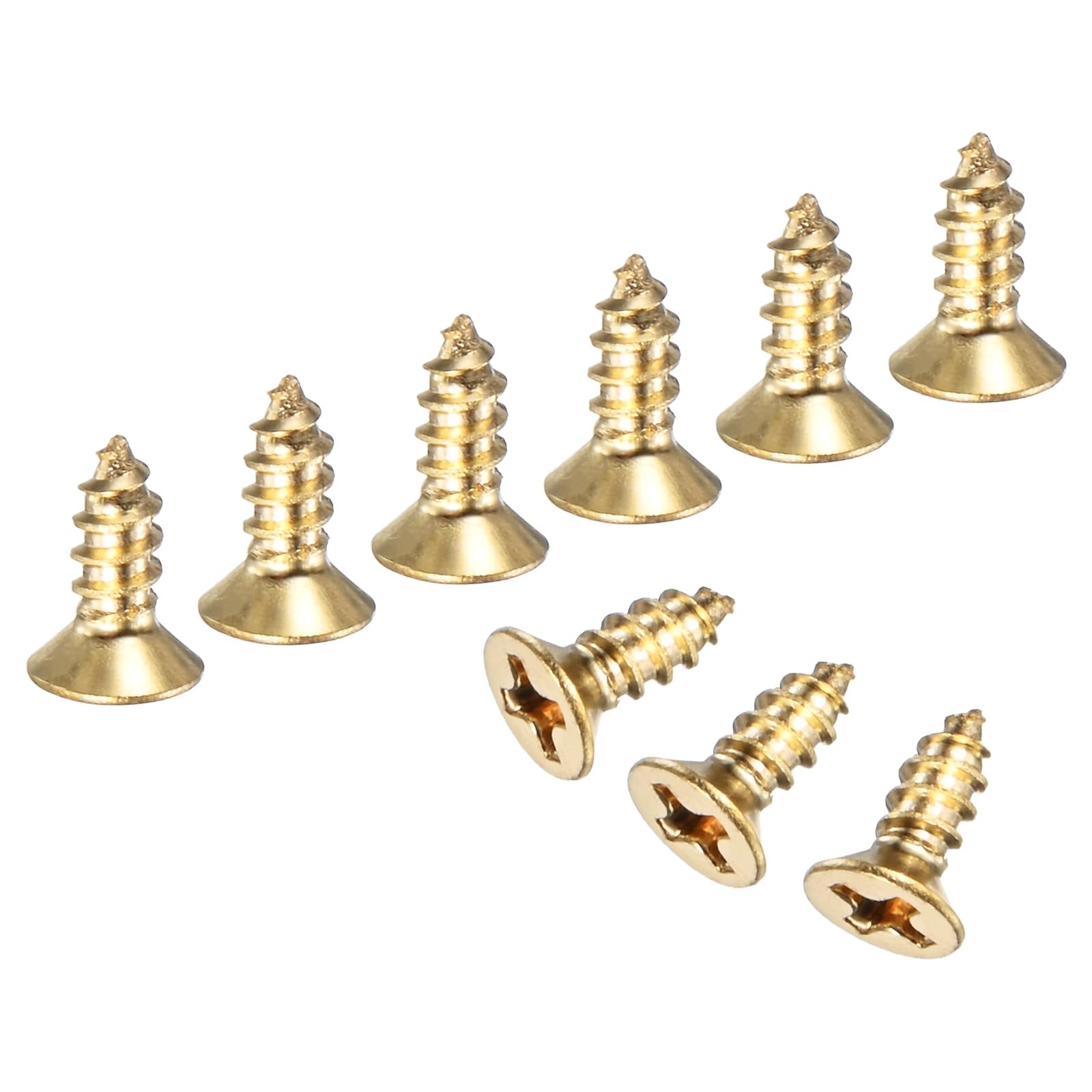 M METERXITY 200-Pack Brass Wood Screws, M3 x 8mm Phillips Flat Head Self-Tapping Screw Connector Fasteners for Door Hinges/Woodworking/Furniture Repair/Gardening/DIY Crafts Decorative Screws