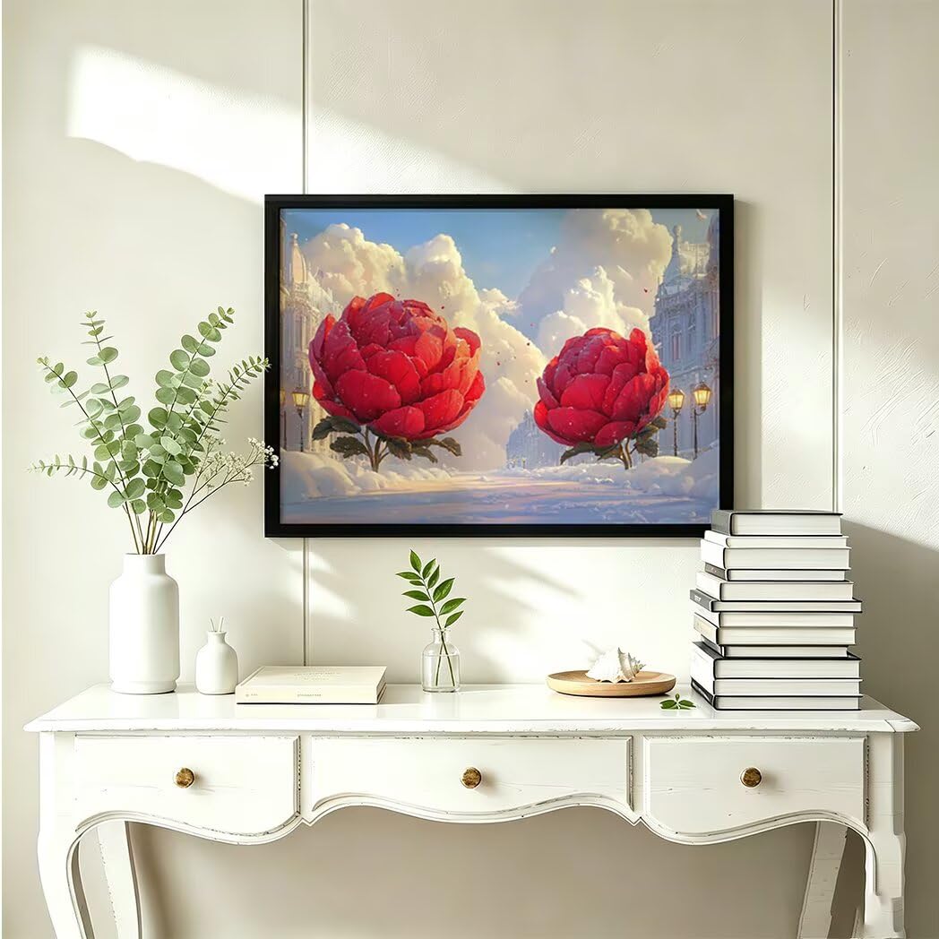 Kwadratowy diamentowy obraz 5D, czerwony, 60 x 80 cm - 36415