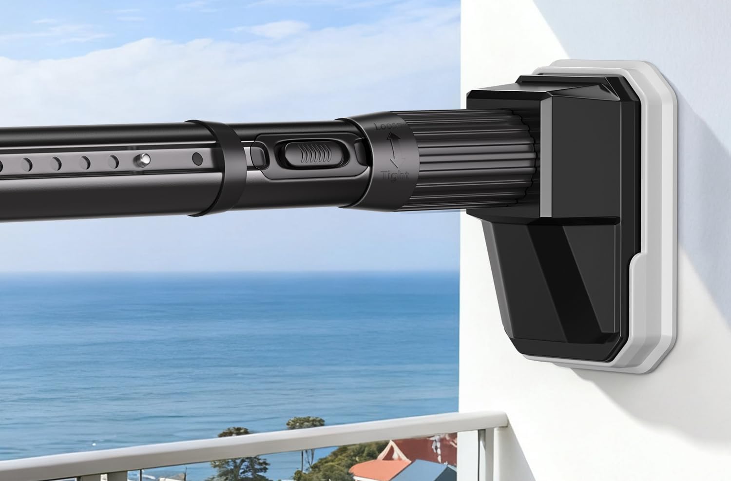 Tension Curtain Rods No Drilling, Adjustable Shower Rod for Bathroom, 41-139 Inch Extra Long Tension Rod for Windows Outdoor Patio Room Divider, Heavy Duty, No Rust Anti-Slip, Black Black 41-139Inches