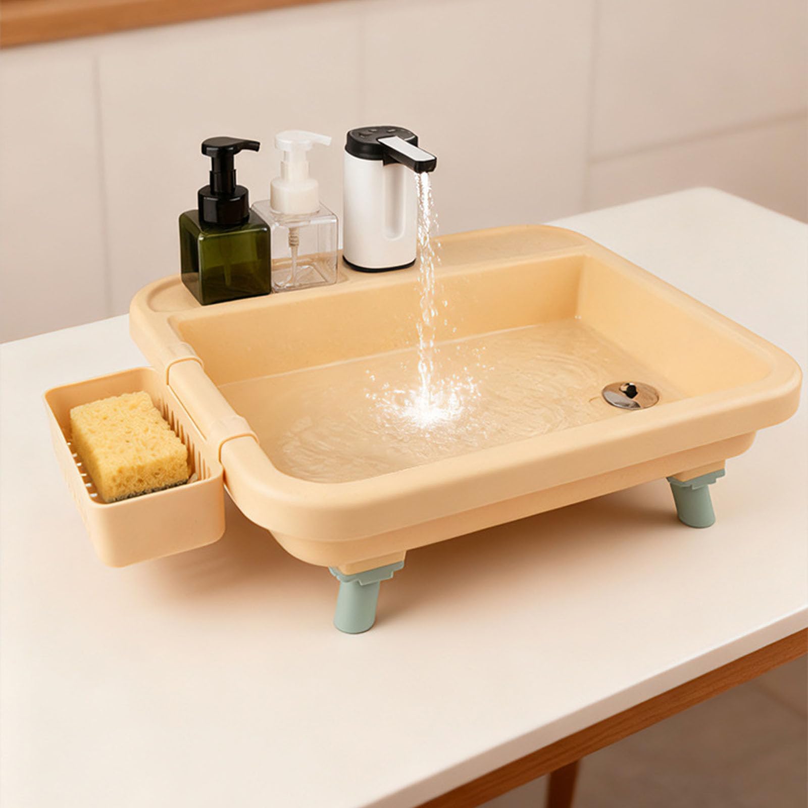 Tragbare Outdoor Spüle mit elektrischen Wasserpumpen und regulierbarem Ständer Waschen von Geschirr und beim Camping Leichte Camping Küchenspüle