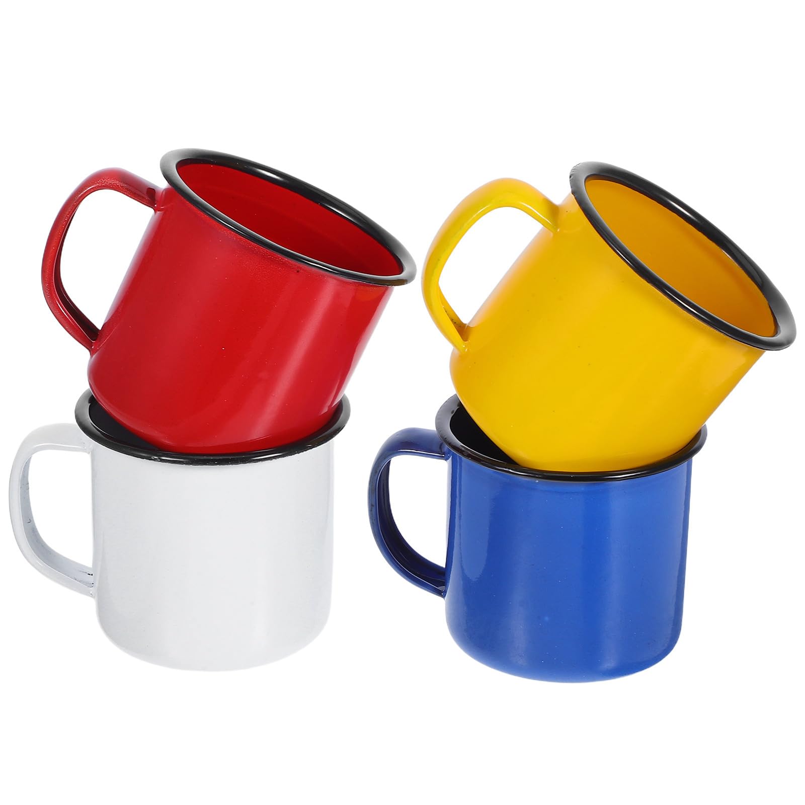 4 Stück Emaillebecher im Vintage Stil für Zuhause und Büro | Enamel, Einfache Pflege, Robuste Ausführung, Angenehm in Hand, für Familien und Langfristige Nutzung