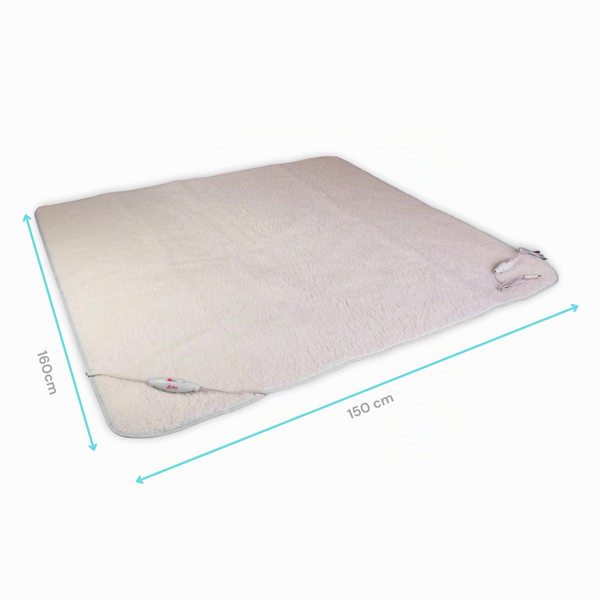 ARDES - AR4AM22 Chauffe-lit 2 Places Électrique MORPHEO Couverture Chauffante 2x60W, Surmatelas Chauffant Lit 2 places Électrique 2 Zones Chauffage, Couverture Thermique Électrique 100% Laine
