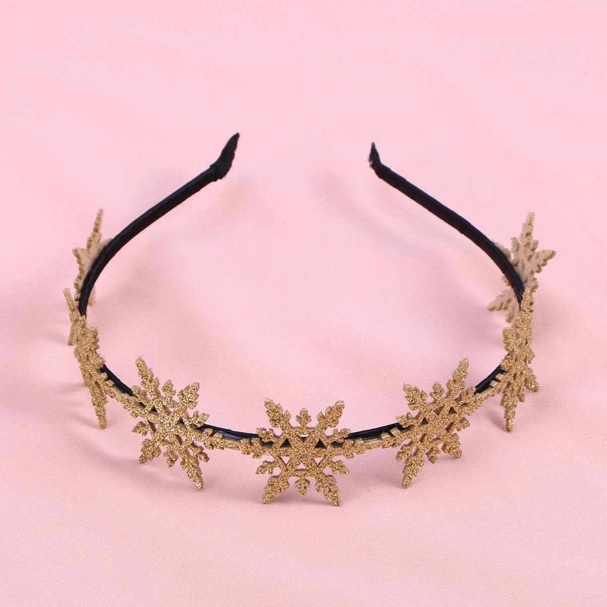 Uonlytech Snowflake Headband Christmas Headwear Glitter Hair Bands Gold Headpiece Xmas Headbands for Party Festival - Image 5