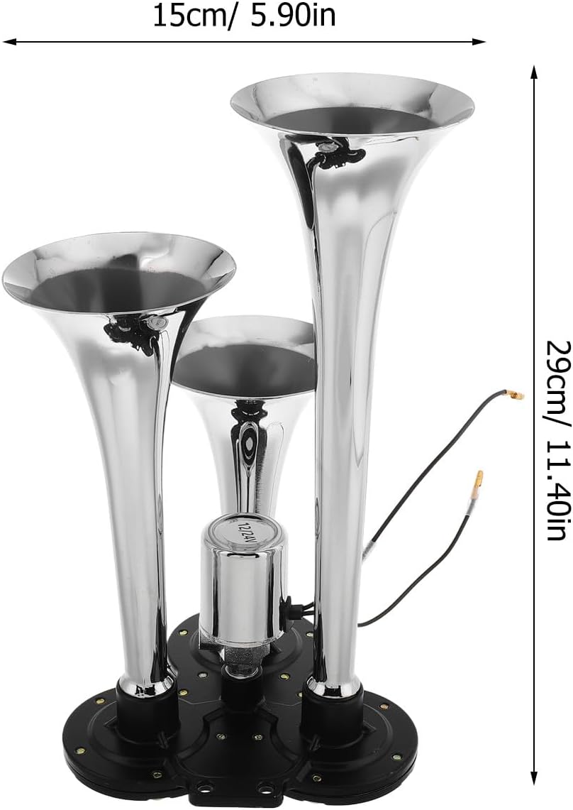 SECFOU Universal 3-trumpet Air Horn Kit 12/24v for Trucks and Cars, Loud Adjustable White M8 Air Nozzle Vehicle Horn Accessories for Automotive Exterior Use