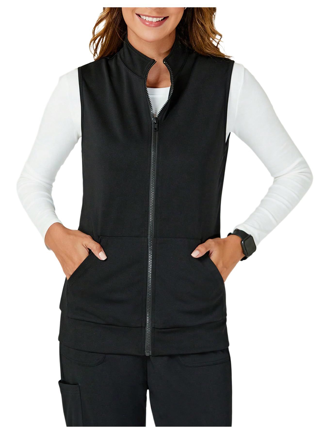 soly hux Womens Zip Up Lightweight Vests Casual Sleeveless Jackets Scrubs with Pockets Spring Summer-picture-16