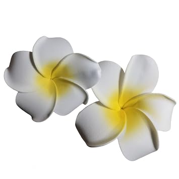 Hawaiian Flower Hair Clips for Women, Artificial Tropical Hair Clip,Side grab simulation flower hair clip Beach Vacation Party Boho Hair Accessories for Women Girls White Yellow