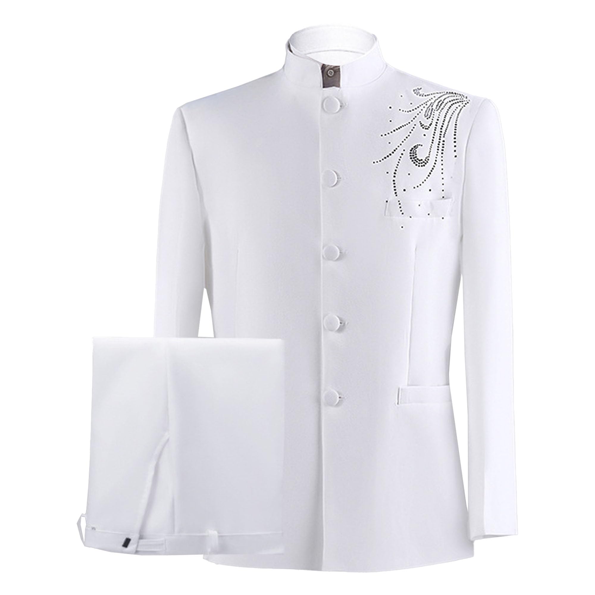 Costume da uomo con Bottoni Ricamati sul Frontale Costume Moda Slim Fit Comfortable Party Dress Suit 2 Pezzo Set
