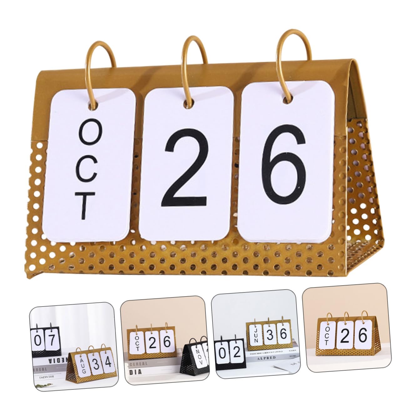 TEHAUX 4pezzi Calendario Decorativo Ferro Battuto Per Scrivania Design Rustico e Creativo Ornamentazione Per Casa e Ufficio Come Per Festività
