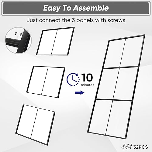 Miniatura 3 de BARNSMITH Panel de puerta de granero de vidrio de aluminio de 36 x 84 pulgadas, losa de puerta de vidrio templado esmerilado desmontada (accesorios