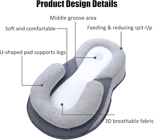 Miniatura 5 de Almohada de cuña de cuna para recién nacido, almohada de cuña ajustable para tumbona perfecta para reducir la escupidura