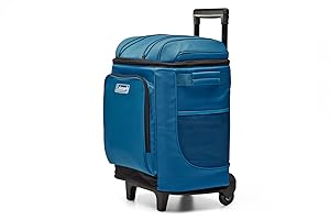 Coleman 42-Can Soft Rolling Cooler with Wheels, Leak-Proof Portable Insulated Chiller with 12+ Hour Ice Retention, Made with Recycled Materials