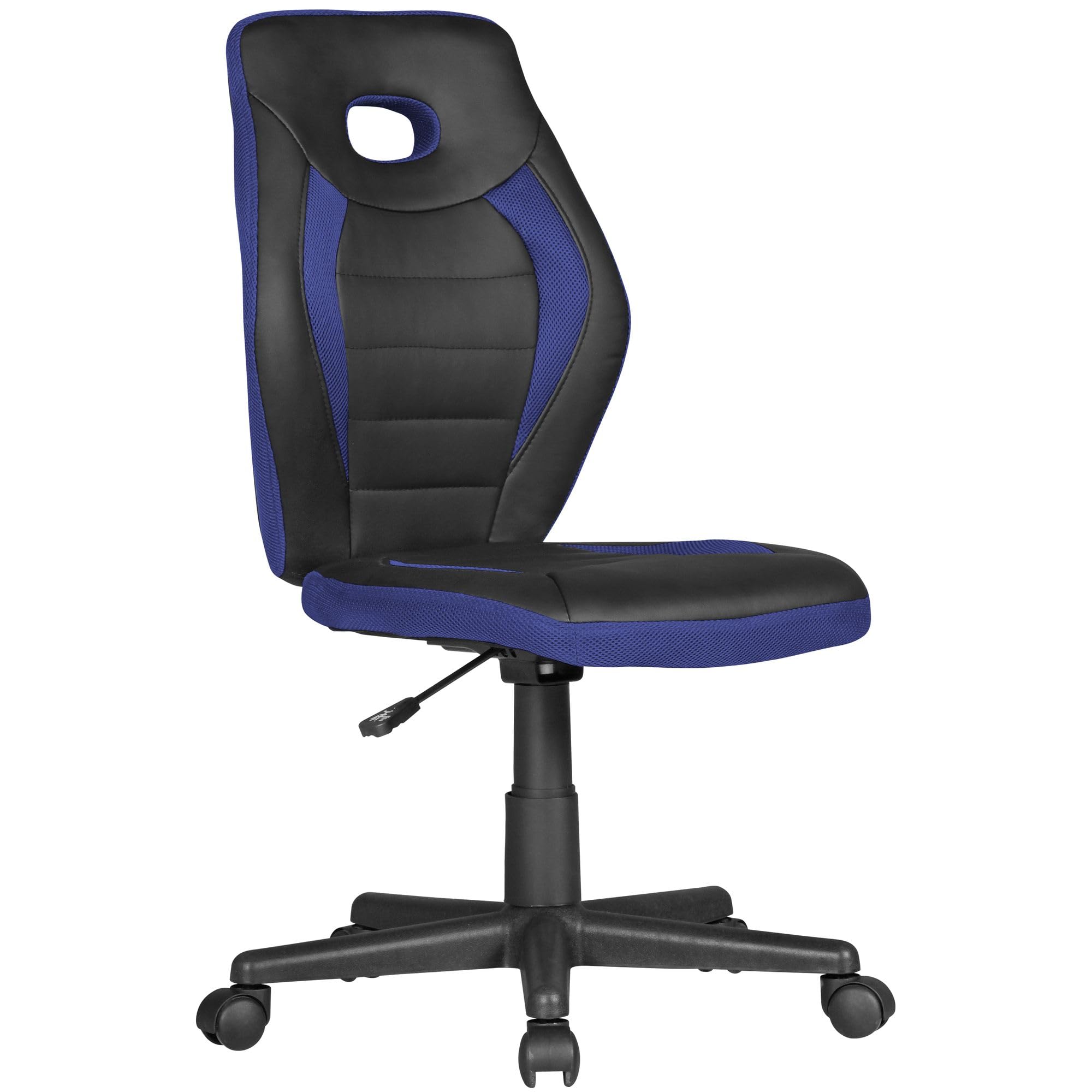 FineBuy Silla de Escritorio para niños a Partir de 6 años Azul y Negro | Silla giratoria ergonómica de Oficina Imitación de Cuero | Silla Juvenil de Altura Regulable