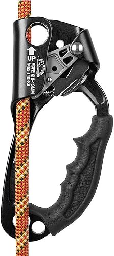 SZCQ SRT - Equipo ergonómico para escalada de mano ascendente de aviación de aleación para montañismo, roca de rappel, mango izquierdo, arborista