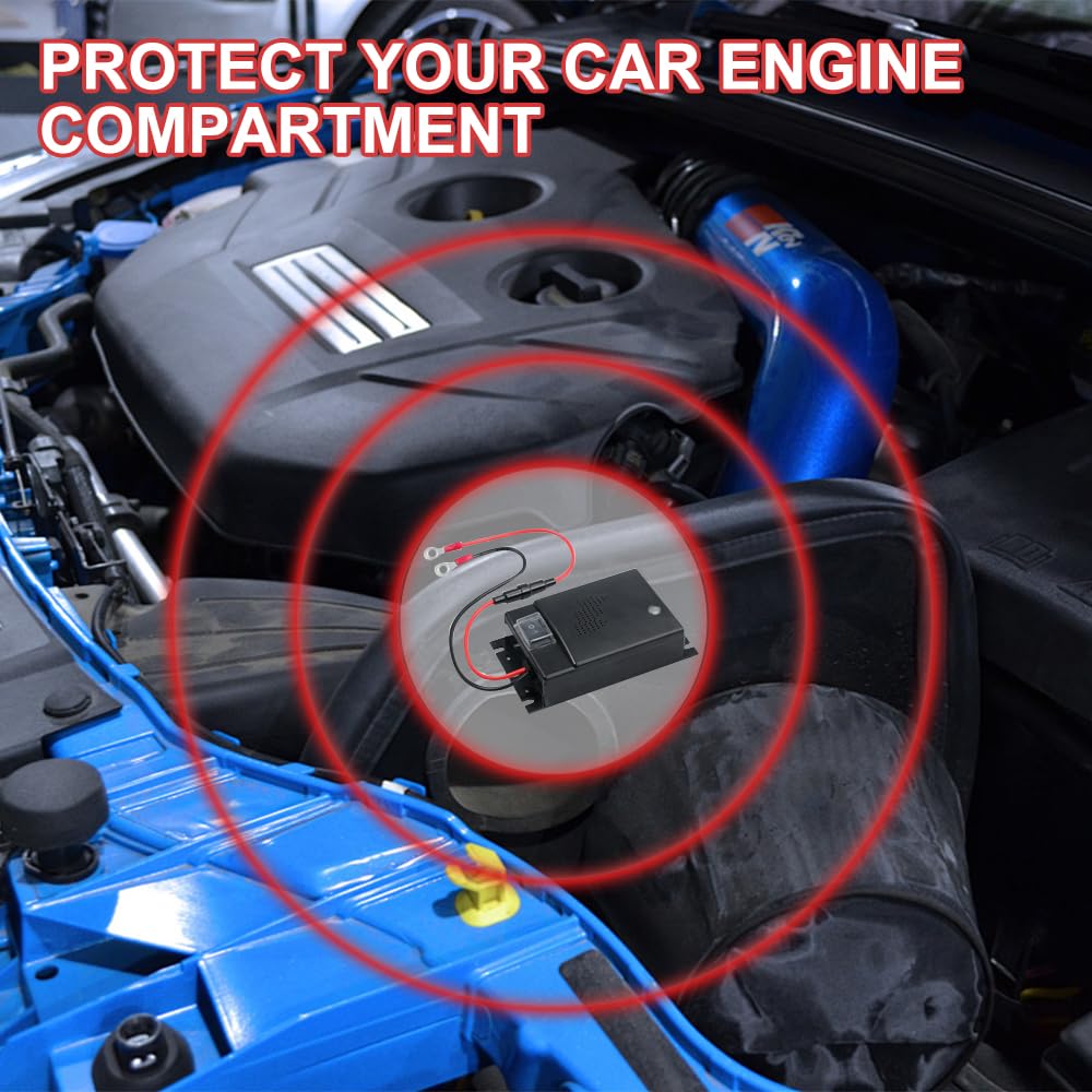 Anti Martre Voiture, 2 Pièces Ultrason Fouine Voiture avec 12V Connexion Batterie,Anti Fouine Pour Voiture,Anti Rongeur Voiture,Répulsif Rongeur Voiture,Repulsif Fouine pour Voiture