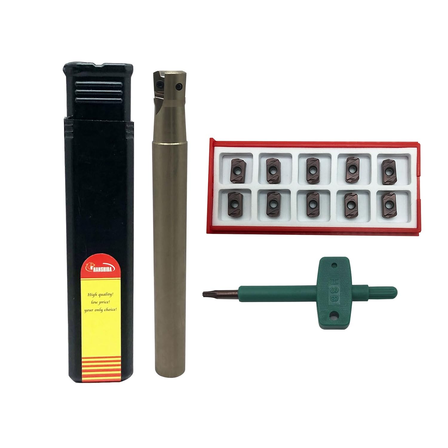 GBJ End Mill Tool Holder 5/8 Shank Indexable Boring bar with LNMU03 High Speed Feed Milling Inserts for Stainless Steel Hardened Steel (EXN03R016M16.0-150-02 +LNMU0303ZER-MJ ZM1135)