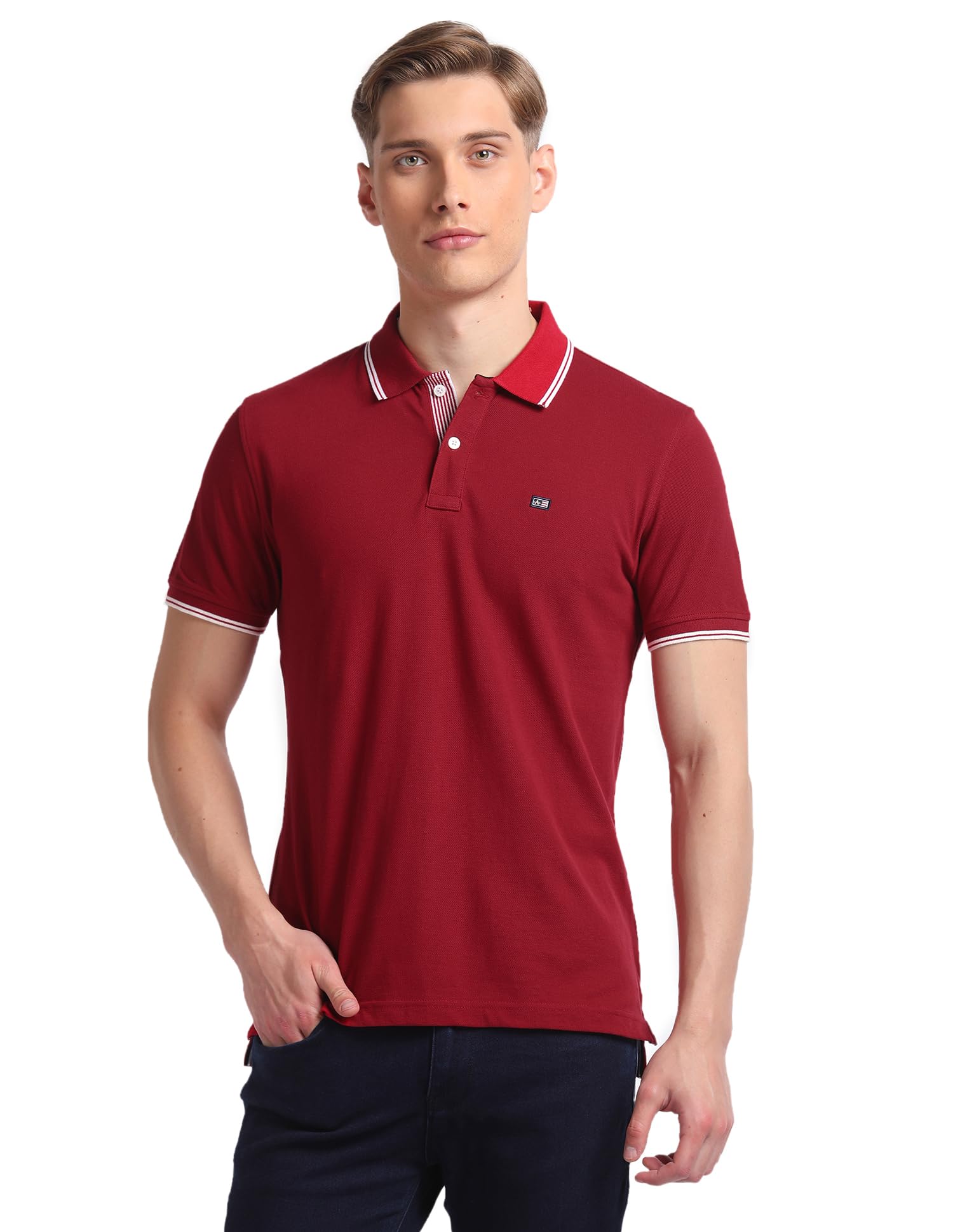 arrow Sport Solid Polo T-Shirt for Men - Regular Fit, 100% Cotton Half Sleeves Mens Tshirt-picture-22