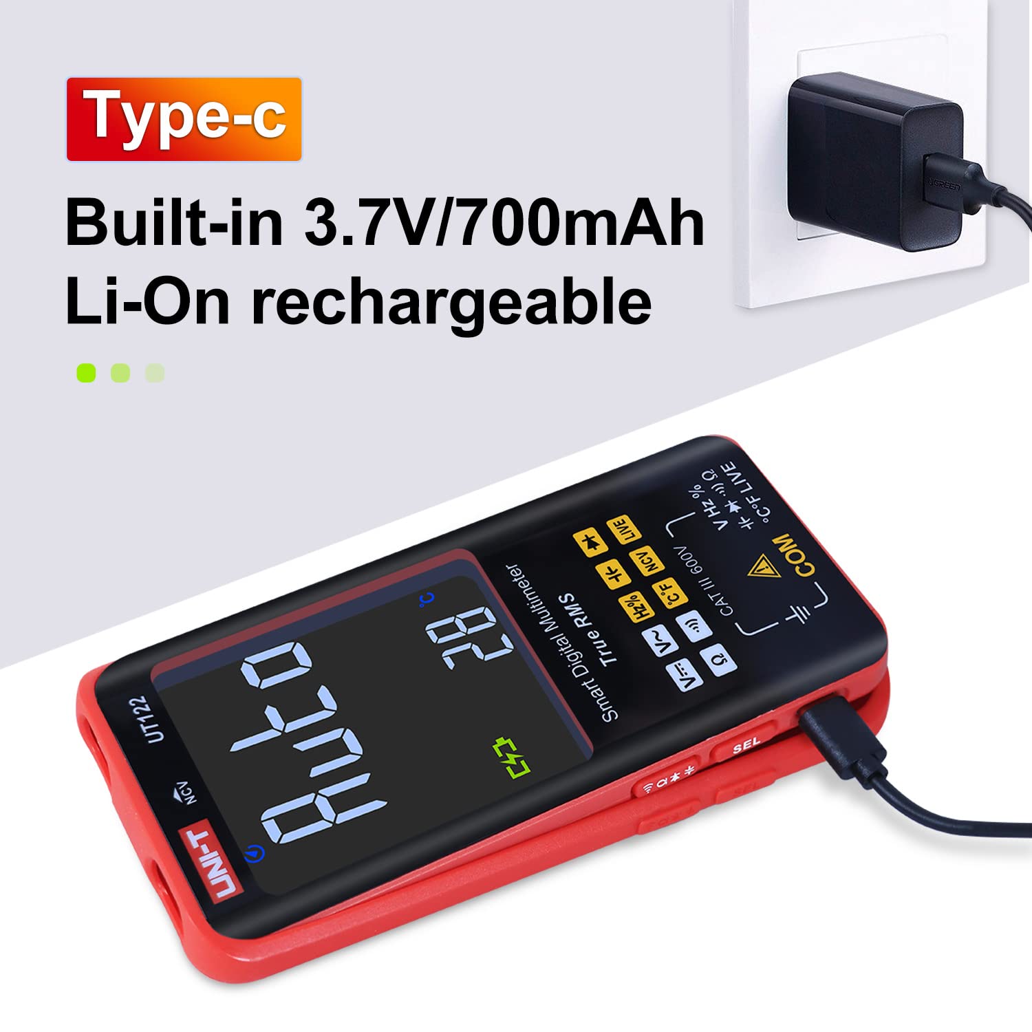 Snapklik.com : UT122 Smart Digital Multimeter Rechargeable Voltmeter ...