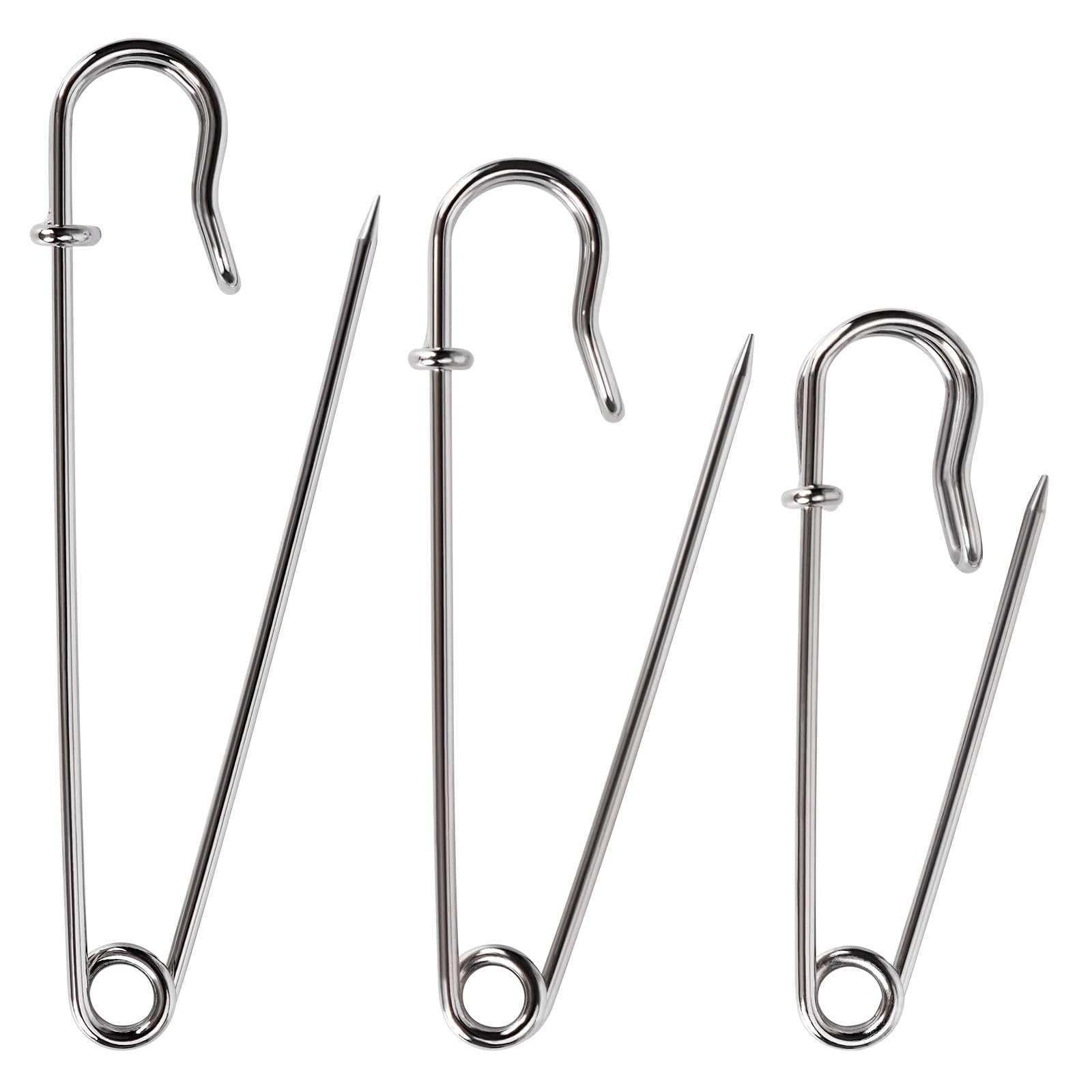 Bulk Pack of 20 Heavy-Duty Safety Pins – Assorted Sizes (2", 3", 4") Extra-Sturdy for Blankets, Skirts and Crafts