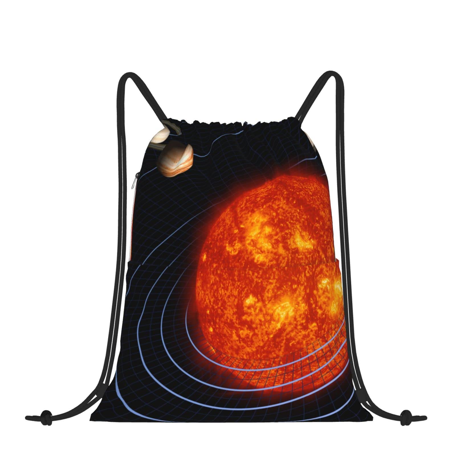 Sunflower Black Grey Drawstring Bag Gym Sack String Bag Waterproof Beach Bag With Pocket For Gym Shopping Sport Yoga Beach Holidaystravel-Outer Space Galaxy Solar System-One Size