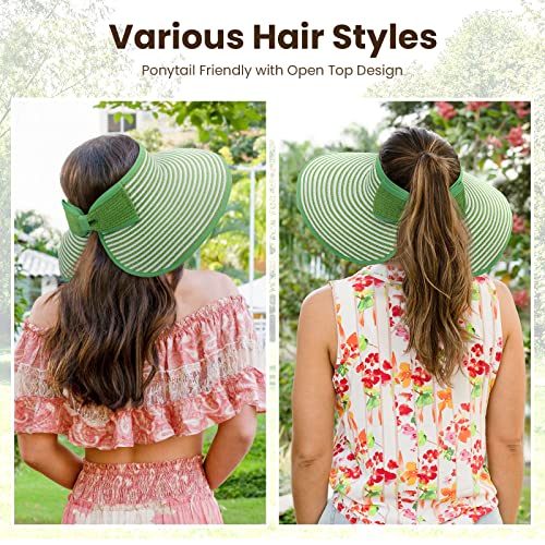 Sombrero de paja para mujer con ala ancha y visor miniatura 2