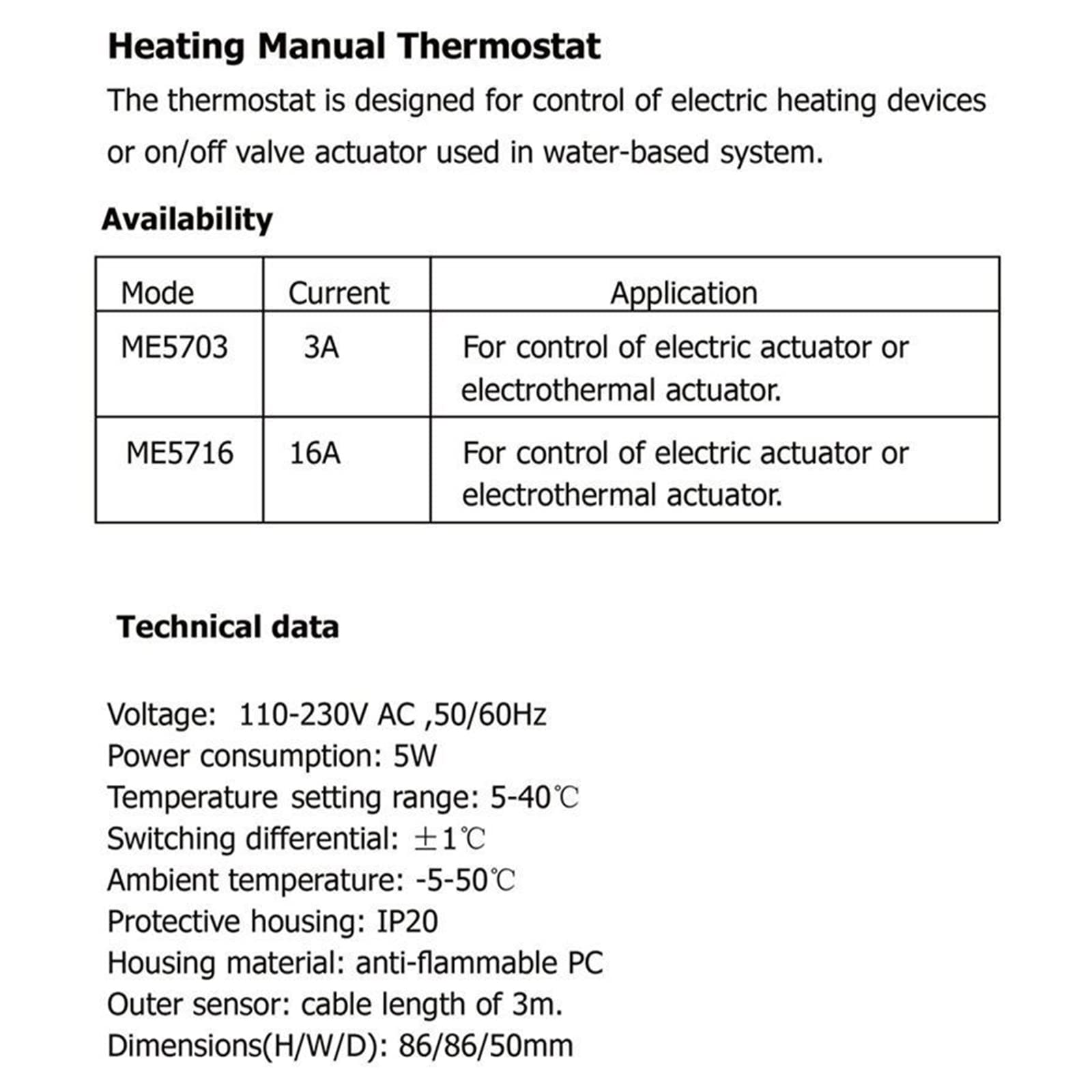 hokojix Electric Floor Heating Thermostat 110-230VAC 16A 4 Wire Thermostat Radiant Floor Heating Temperature Manual Controller