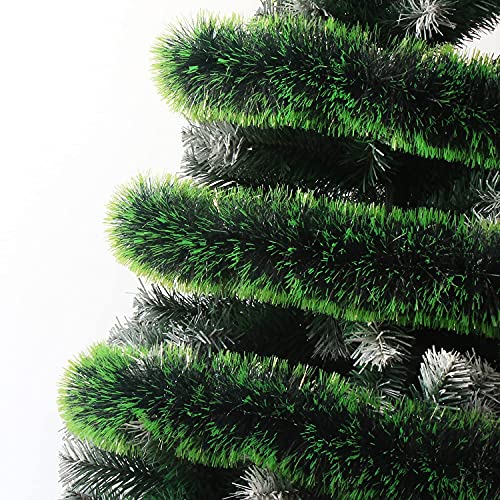LOMIMOS Lametta-Girlande, ca. 100 m, grün glitzernde Dekoration für Weihnachtsbaum, Party, Hochzeit – Ansicht 4