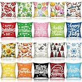 Mindsoft 20 Pcs Holiday Pillow Covers 18 x 18 Valentine Pillow Cover St Patricks Day Easter Spring Pillowcase Decorative Seasonal Cushion Case for Farmhouse Home Couch Sofa Decor(Holiday)