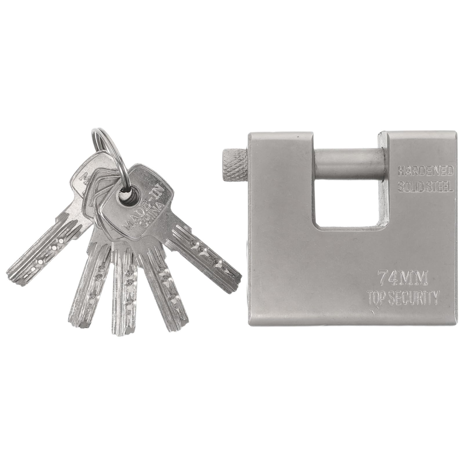 Lucchetto a forma di D, lucchetto in ferro ad alta sicurezza con chiavi, serratura pesante con chiave diversa per container, magazzino, garage, porte, capannoni, serrande, cancelli, argento