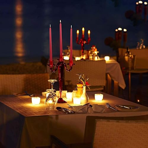 Miniatura 4 de Velas cónicas rojas de Navidad de 10 pulgadas, 12 paquetes de velas altas sin perfume sin goteo para cena, fiesta de boda en el hogar, 8 horas de