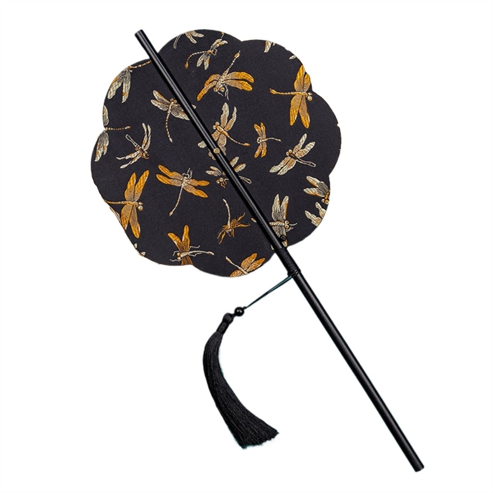 SXTYYH Folding Hand Fan, Bamboo Hanfu Round Fan Chinese Japanese Tassel Curlable, Classical Portable Hanging Waist Fan, Handheld Fan for Women Foldable(A)