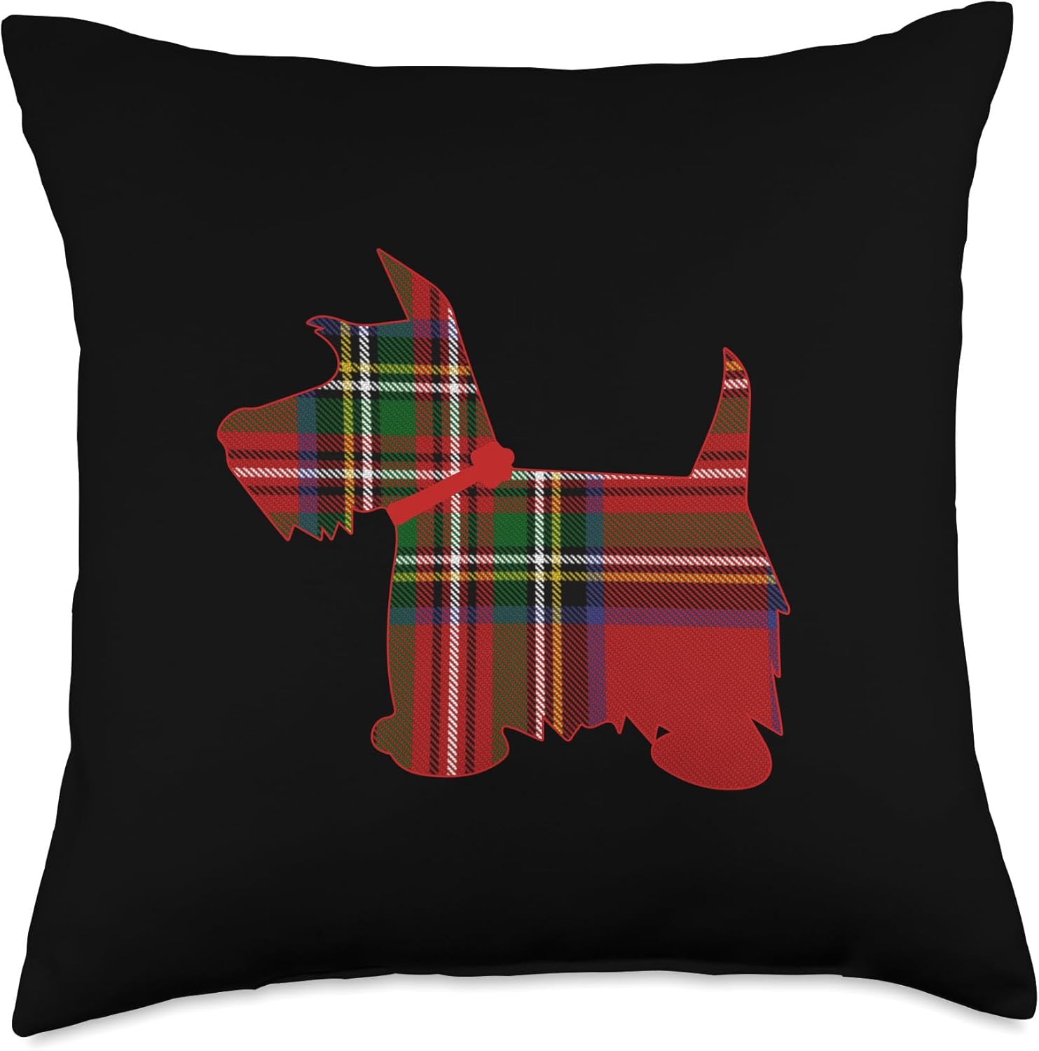 Scottie Dog Scottish Terrier Royal Stewart Tartan Red Plaid Throw Pillow