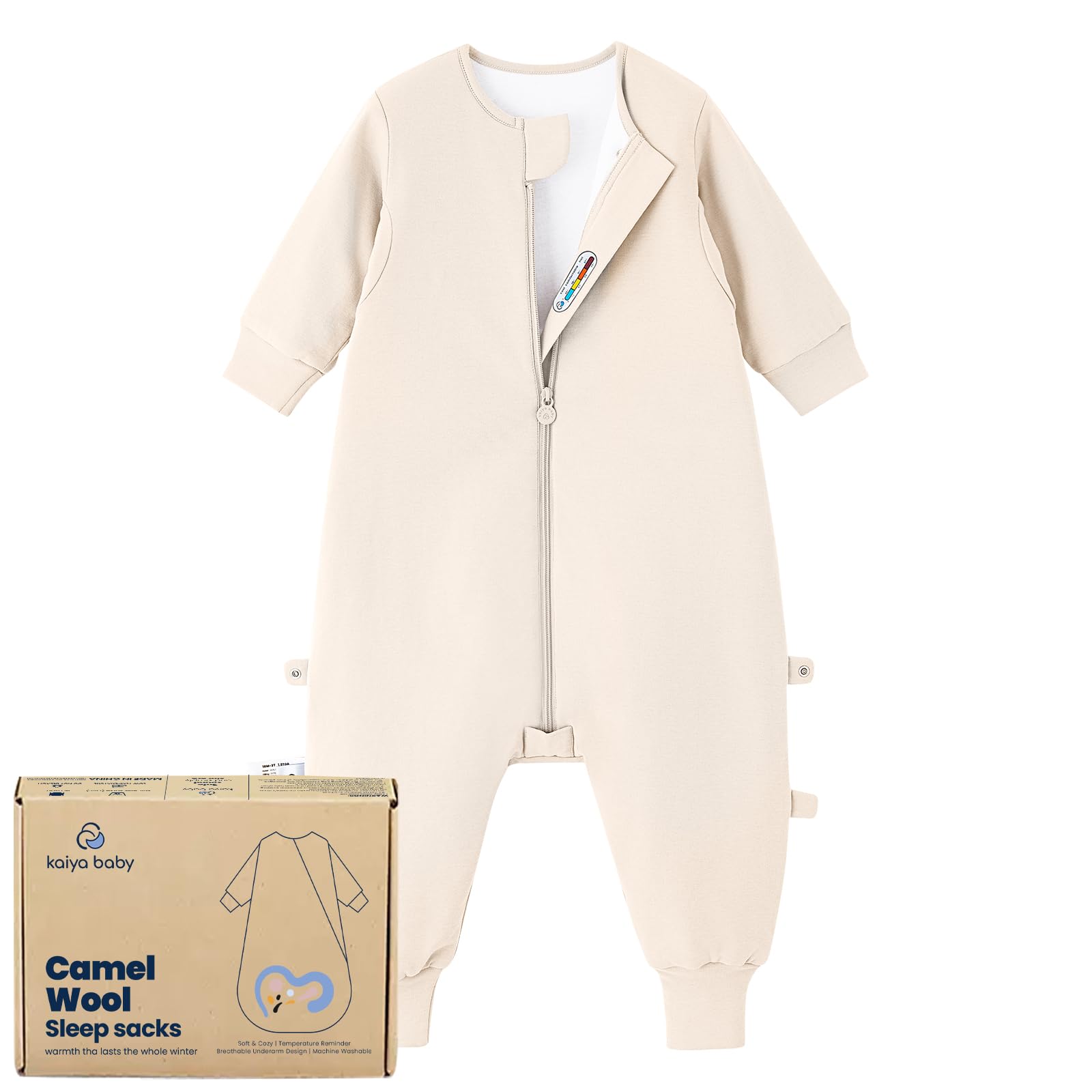 Photo 1 of kaiya baby Unisex Toddler Sleep Sack with Feet 1.0 Tog Split Legs Sleep Sack 6-18 Months, Sleep Bag Walker, Gifts for Boys & Girls, Cream