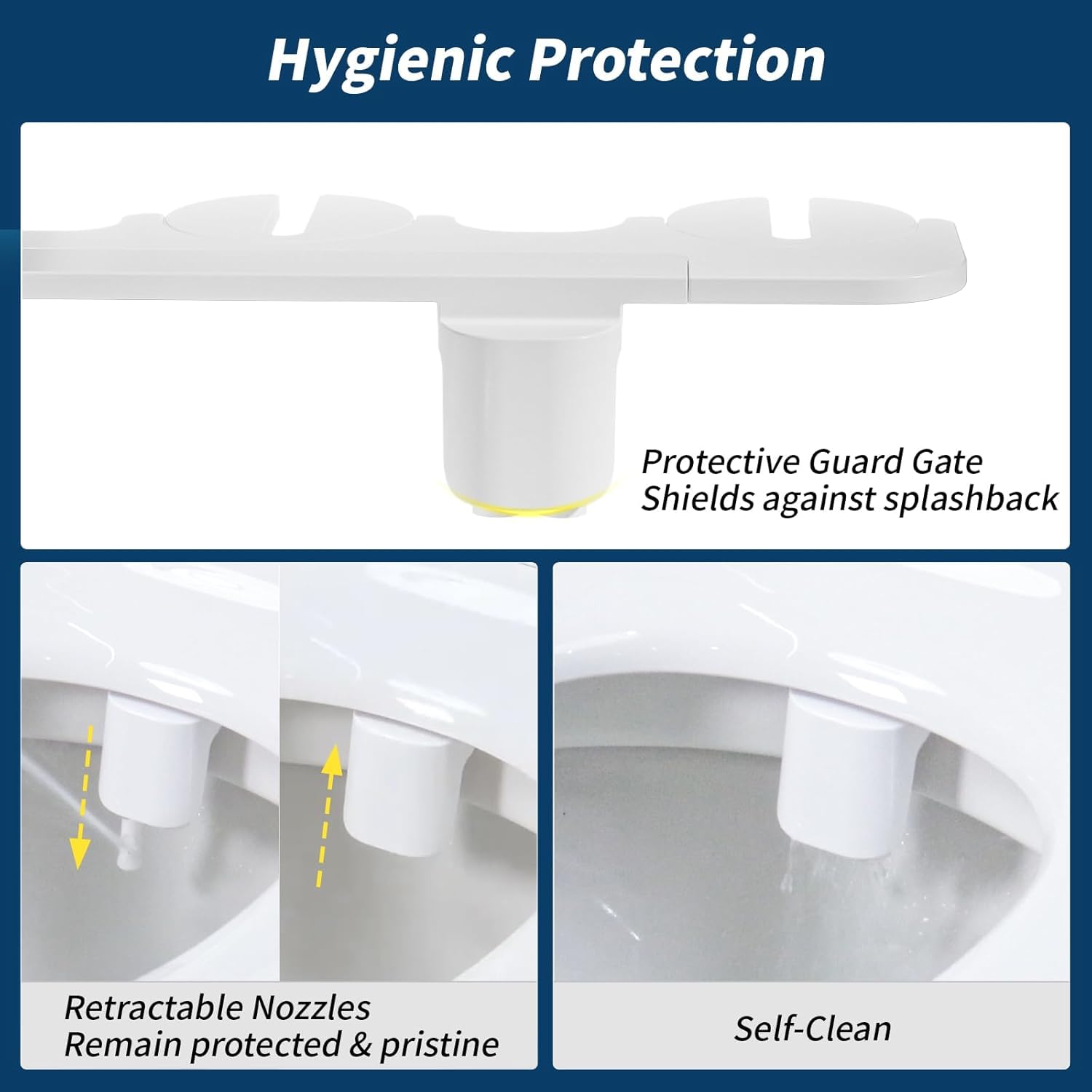 SAMODRA Bidet Toilette non électrique Bidet Japonaise WC double Buse auto-Nettoyante (Lavage Frontal et Arrière) Bidet à eau Douce Fixation du Siège de Toilette avec Pression d'eau Réglable In (Noir)