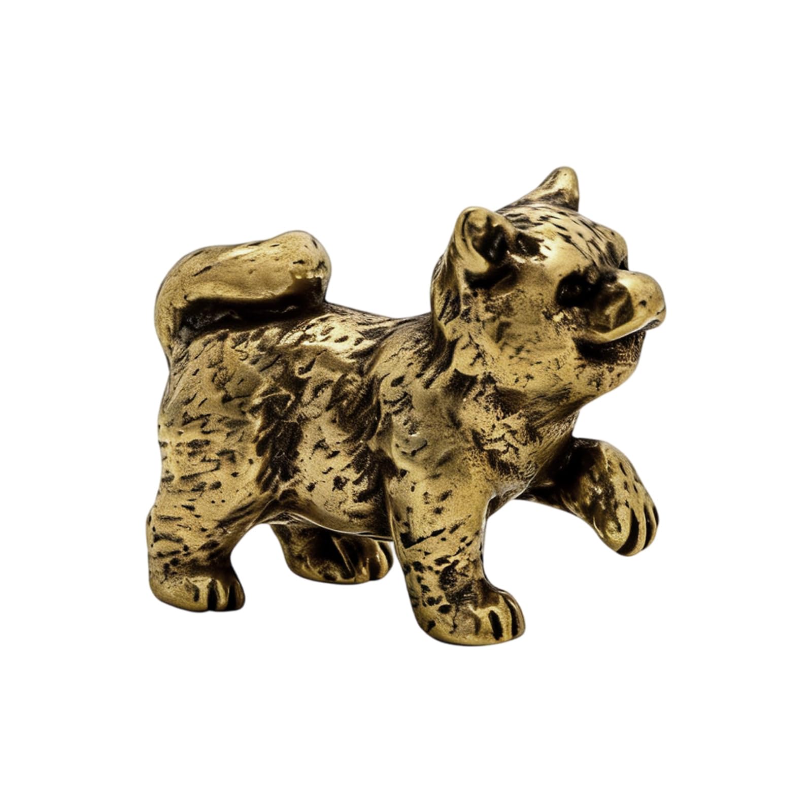 Zxfdsfdbnm Brass Chinese Rural Dog Statue Traditional Zodiacs Animal Miniature Figurine Decors for Home Offices Desk Display Ornament Pet Collectible Ornament