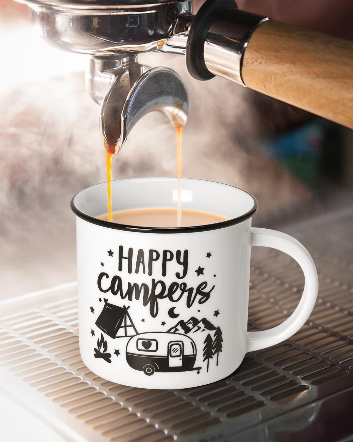 Nefelibata Camping Coffee Mug Christmas Gifts Camping Tea Cups Travel Drinking mugs for Couples, Ceramic Mug His and Hers Anniversary Valentine's Day Present Gifts Set of 2 - Image 6