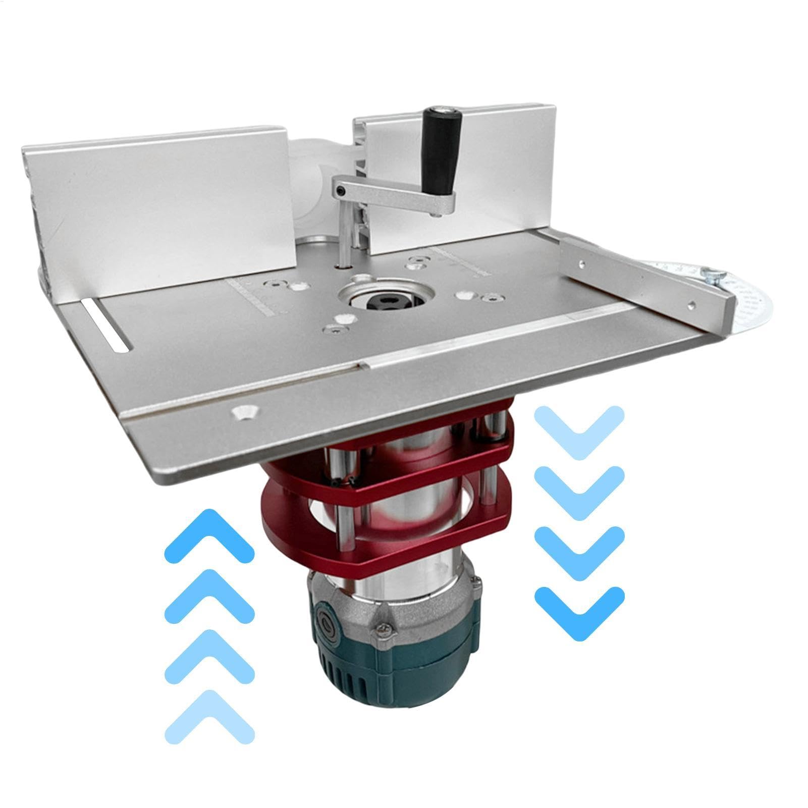 Elevador para Mesa de Fresadora Antióxido con Escala Clara | Placa Base De Inserción Para Sierra Mesa Máquina Grabadora Para Madera, Recortadoras Pequeñas, Motores Y Elevación Mesa
