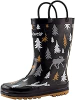 Vista 1 de OAKI Botas de lluvia de goma impermeables para niños con asas fáciles de poner