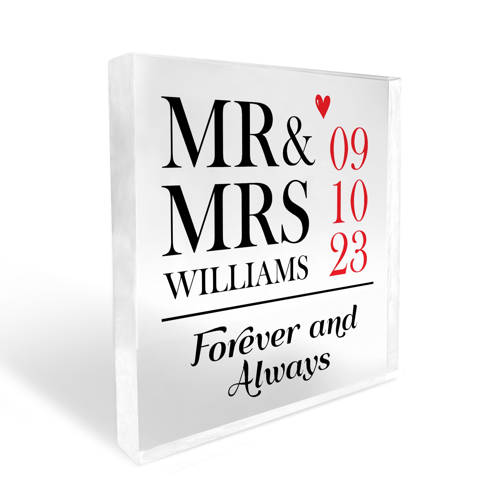 Red Ocean Wedding Day Gifts Personalised Mr And Mrs Gift Acrylic Block Gift For Couple Wedding Gift Keepsake