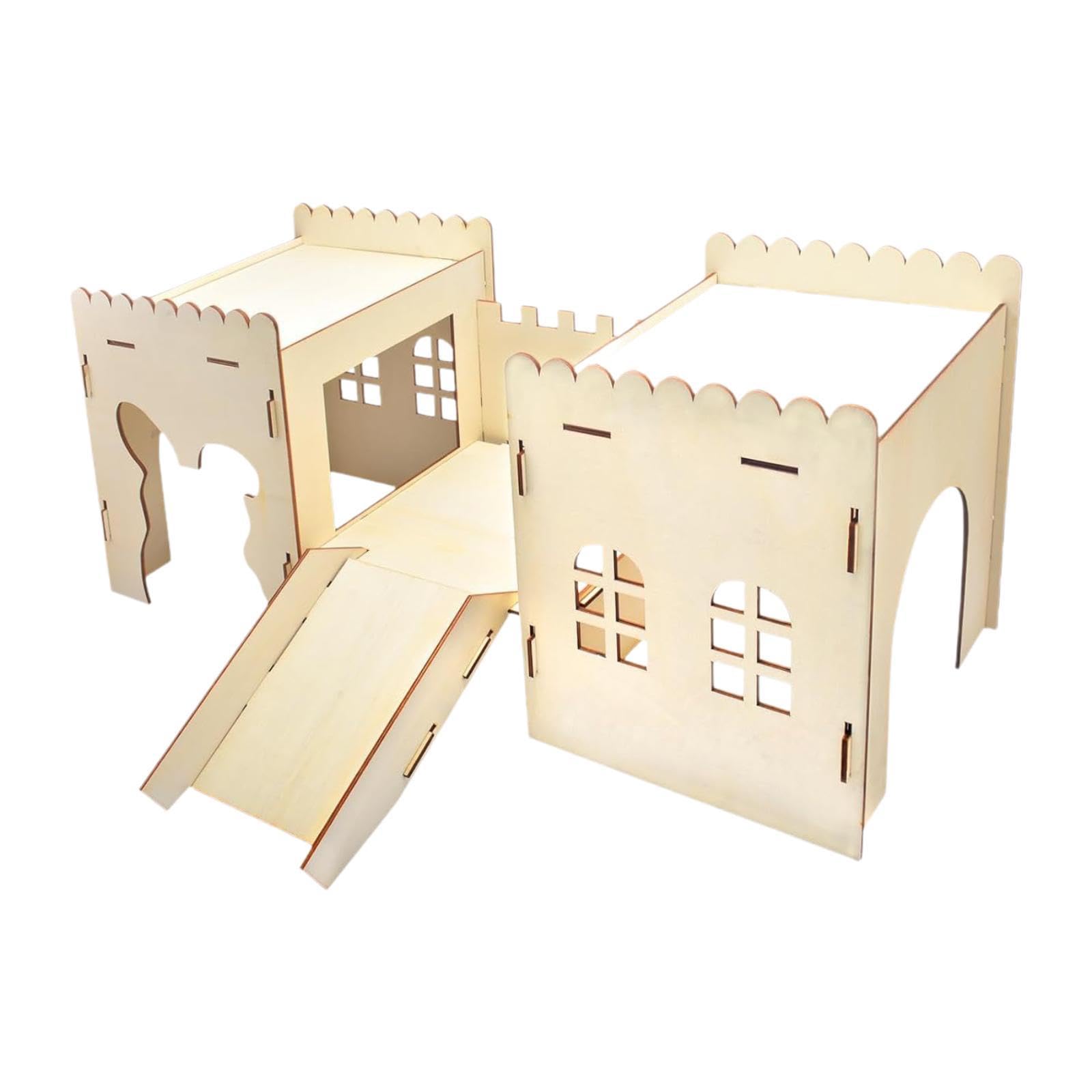 Castello in Legno per Conigli, casetta in Legno per Conigli, ventilato, Habitat con Scale a Forma di Grotta per Piccoli Animali Che dormono e Giocano