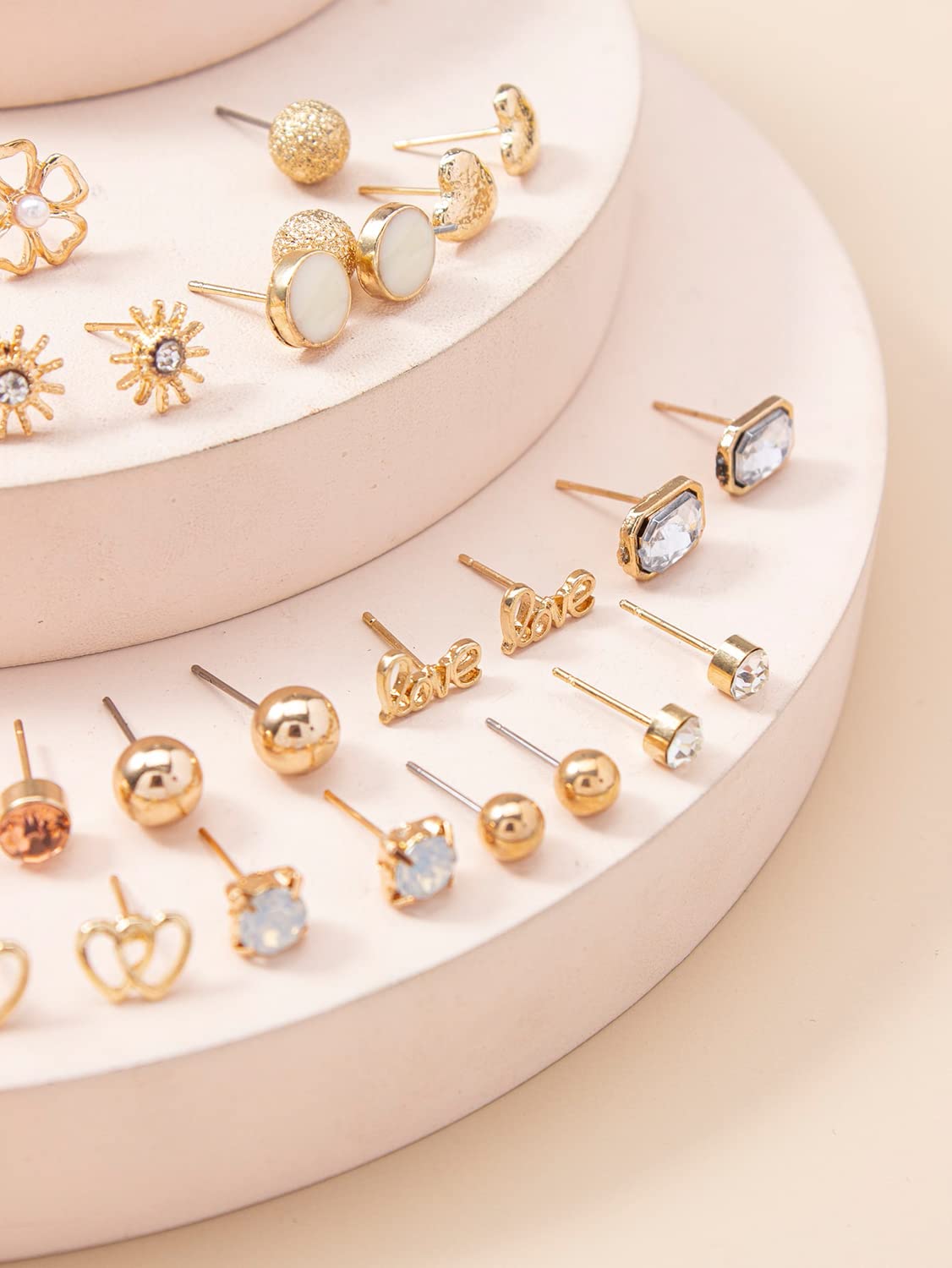 30 Pairs Crystal Pearl Earrings Combo Set for Women