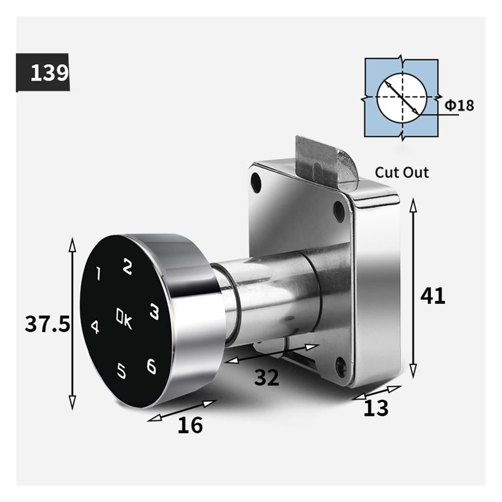Serratura Smart, Cassettiera Smart Password Serratura for porta in legno Serratura antioraria in senso orario Tastiera for ufficio elettronico Serratura for porta con file digitale ,Smart Lock Facile