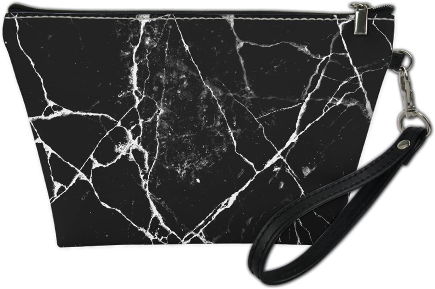 Kuiaobaty Women Leather Cosmetic Bag,Black Marble Toiletry Bag for Travel Ladies Makeup Bag Wash Organizer Zipper Shopping Wristlet handbag - Image 3