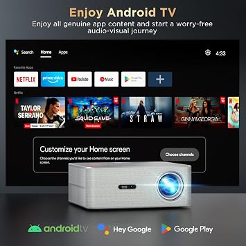 FunFlix P7 Android Full HD Projeksiyon Cihazı, 4K Destekli, Lisanslı Android TV, LED 7000 Lümen, Bluetooth, 8W Hoparlör, HDMI ve USB Girişli