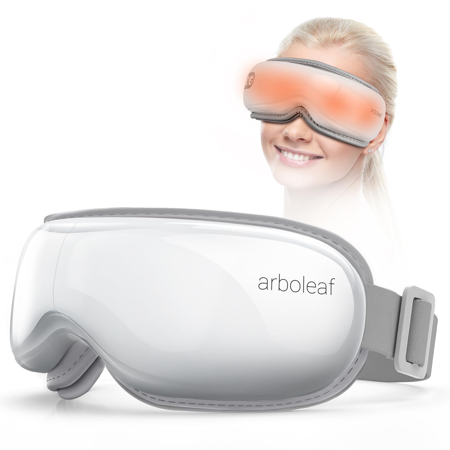 arboleaf Eye Massager with Heat Heated Eye Massager for Migraines with Compression and Music Wireless Eye Mask Massager
