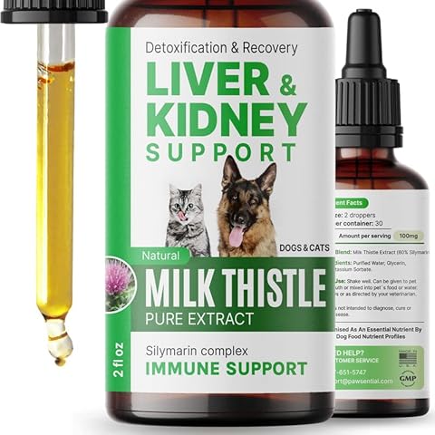 Liver & Kidney Support Supplement for Dogs & Cats - Liquid Milk Thistle Dogs Liver Detox - Canine Hepatic Care - Kidney Cleanse & Protection in Drops - Silybin for Dogs - 2 fl oz (60ml) - Made in USA Cover