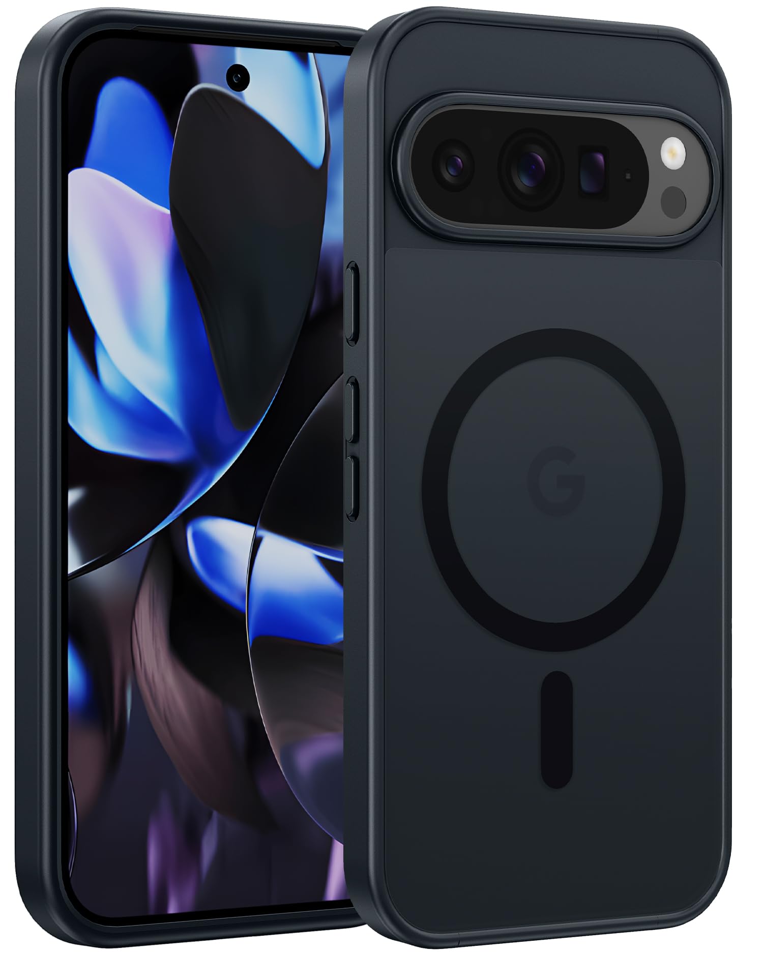 FNTCASE Custodia Protettiva A Doppio Strato Per Google Pixel 9 / 9 Pro, Antiscivolo E Antiurto, Con Protezione Militare, Retro Testurizzato, Nero