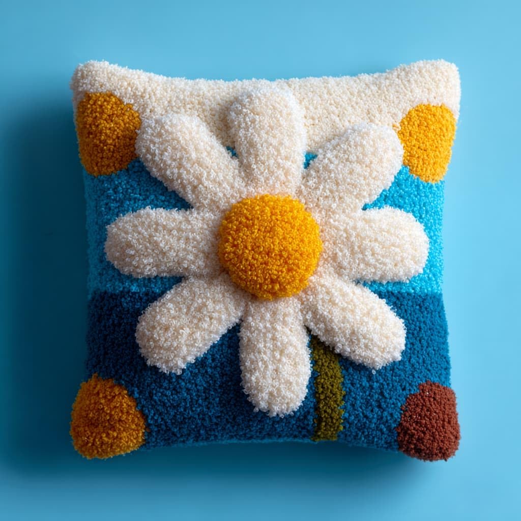 WallustrioaW Latch Hook Kits Pillow,Daisy Flowers