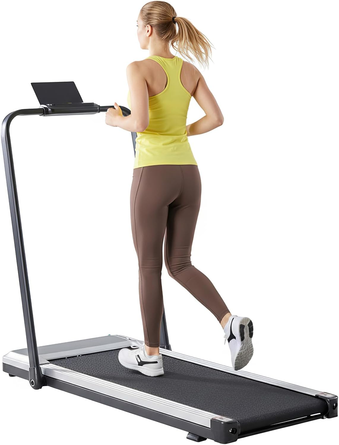 SweetCrispy kompakt løbebånd til små rum, roligt gangpude under skrivebordet, slankt og bærbart design til hjemmekontortræning, let at opbevare, ideel til lejligheder og fitness-til-hjemme